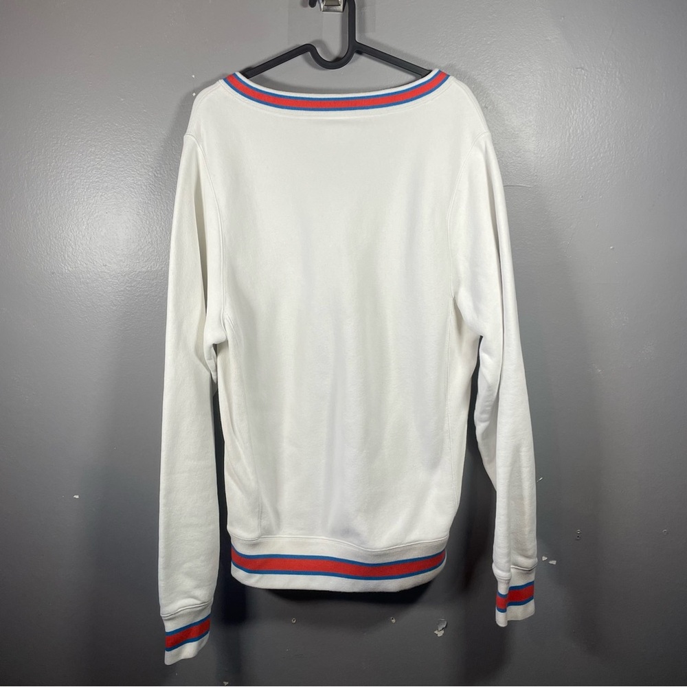 Champion Sweatshirt Heritage V-Neck Striped Trim White Small - Picture 7 of 7